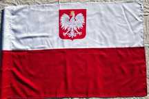 F5GG - flaga Polski z gabardyny z godłem