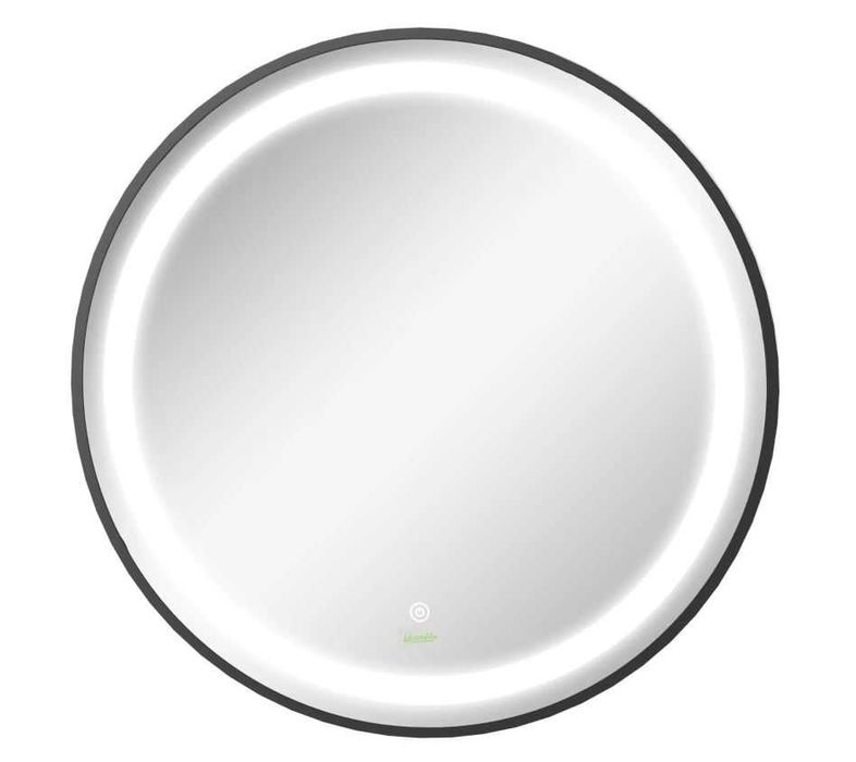 lustro łazienkowe okrągłe led dotykowe czarne 60 cm