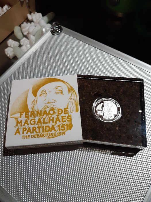 coleção 4 moedas prata proof V Cent. Circum-Navegação, F. Magalhães