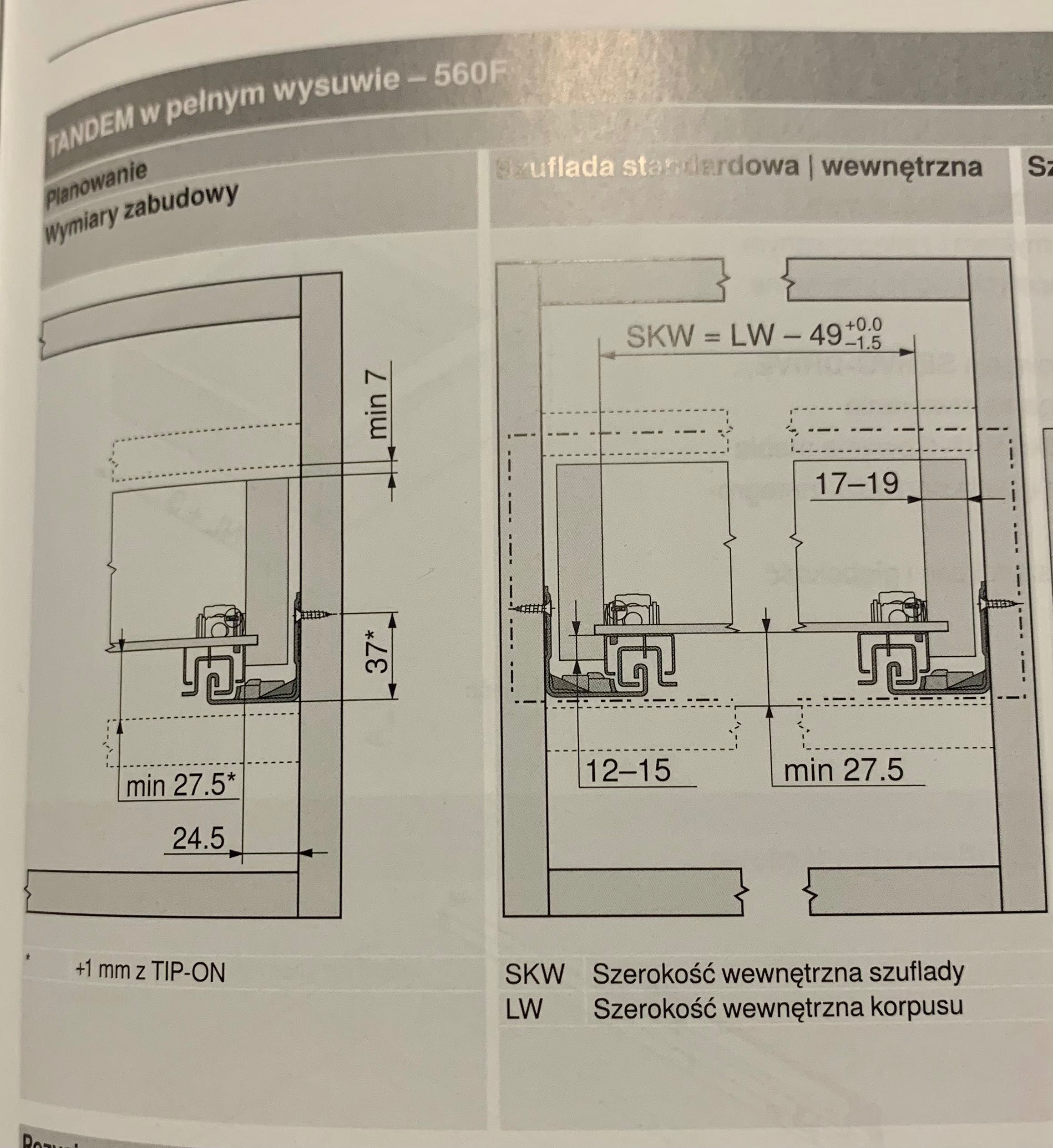 BLUM Prowadnica Tandem 400 mm TIP-ON