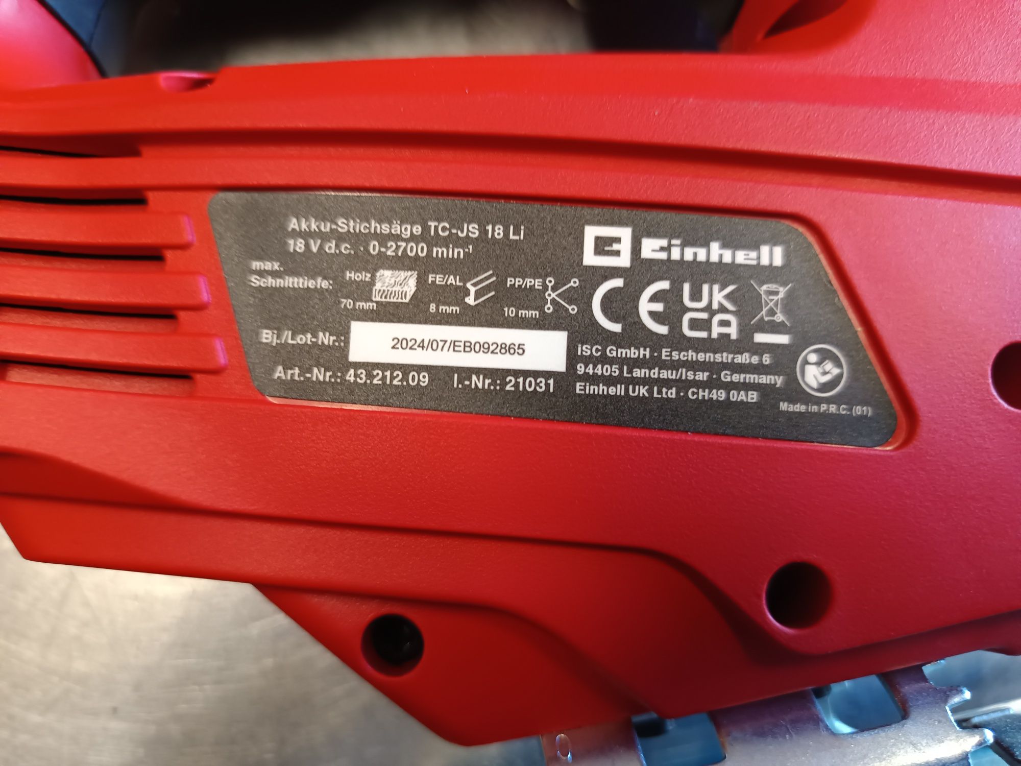 Akumulatorowa wyrzynarka Einhell TC-JS 18 Li SOLO