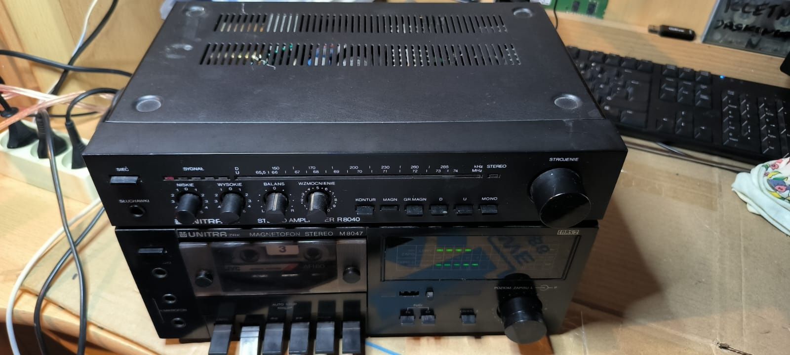Magnetofon Unitra M8047 i Amplituner Unitra R8040