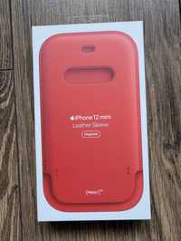Etui Apple Leather Sleeve iPhone 12 mini MagSafe czerwone skórzan NOWE