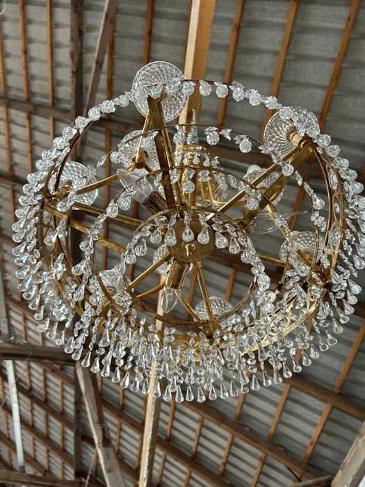 Piękny żyrandol mosiężny kryształowy #8014 Stylowy Węgrów