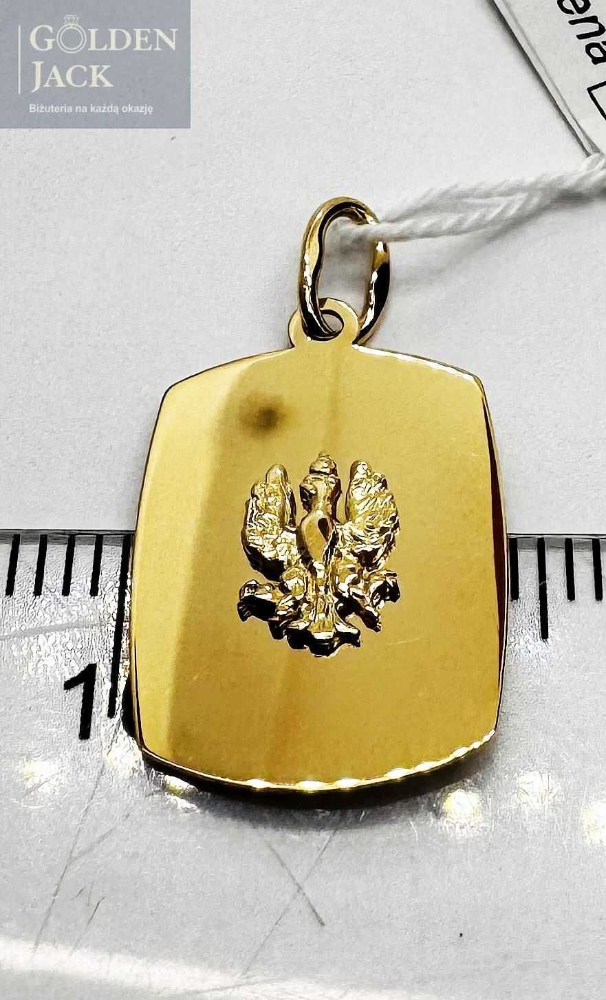 Złota zawieszka blaszka Godło Polski Orzeł Biały złoto pr. 585 1,24 g