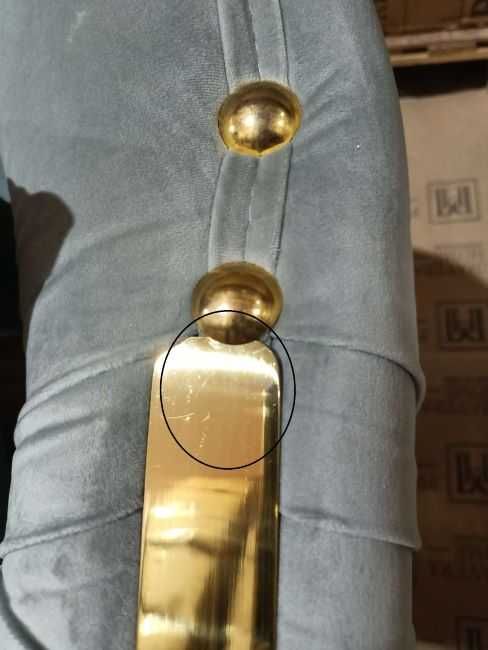 Sofa GLAMOUR MADONNA 210cm Szara Złota Kanapa WELWET OUTLET! -5500zł