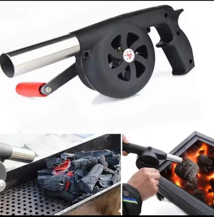 Soprador De Ar Manual Com Fole Para Lareira Manivela Portátil