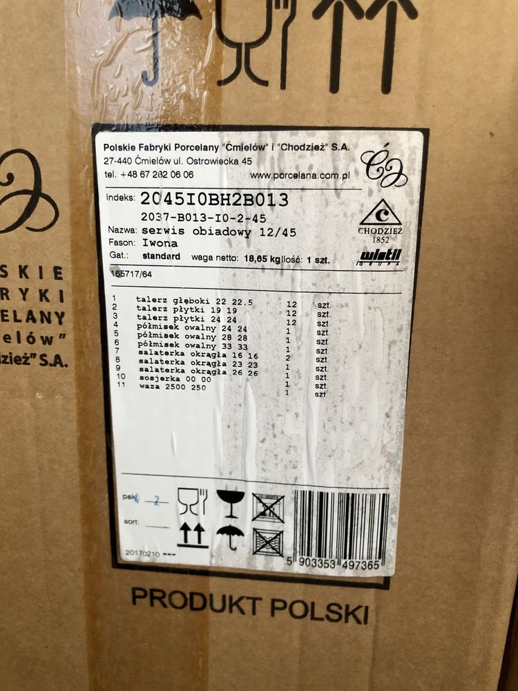 12 osób 45 elementów Serwis obiadowy Iwona Chodzież Ćmielów 12/45