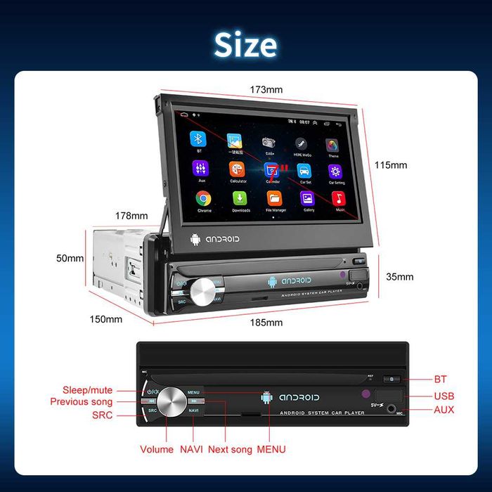 Radio 1din  ecrã 7 bluetooth FM mp5 USB mirror link