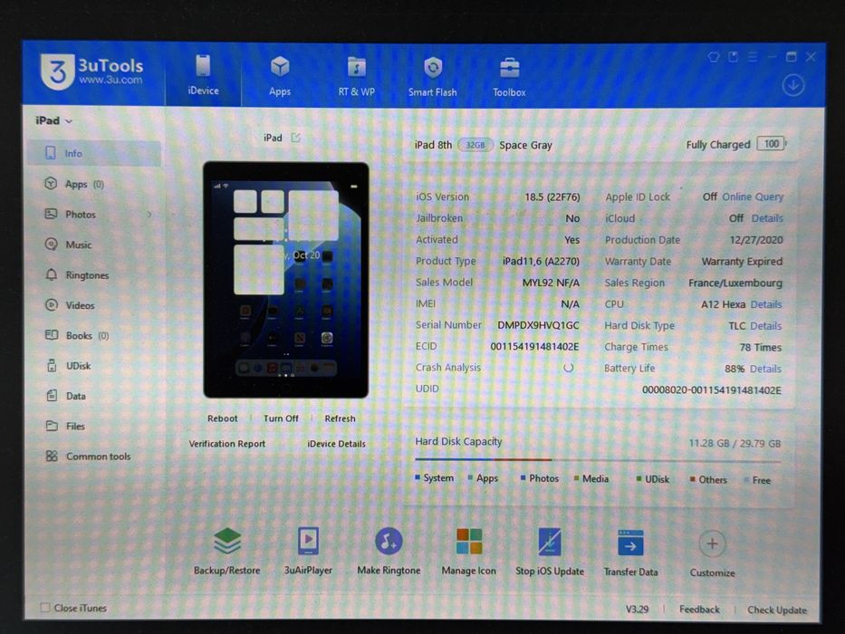 iPad 8. gen. (A2270) - 32GB - faktura VAT 23%