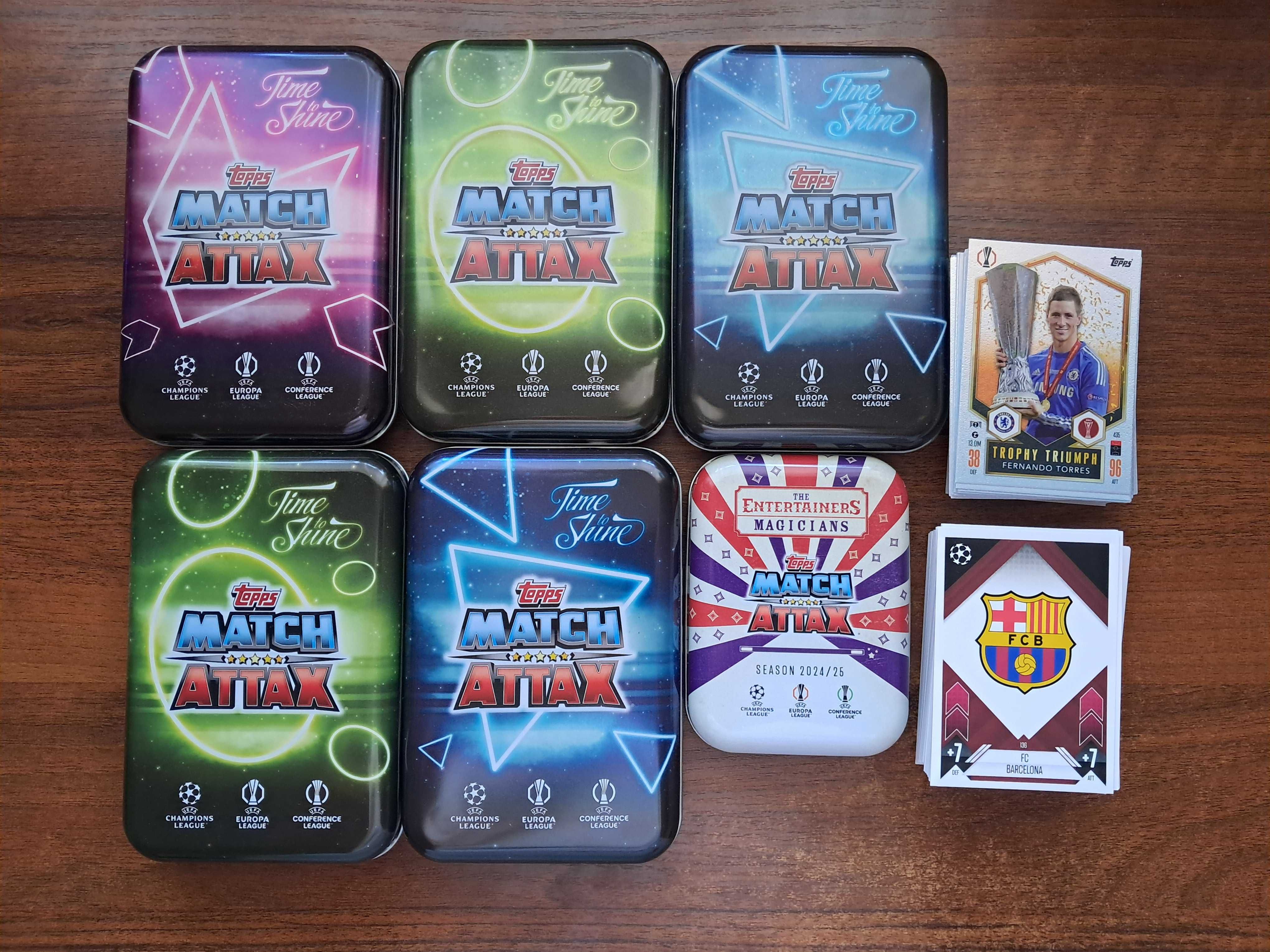 Topps Match Attax 2024/25 Zestaw Duże puste puszki plus 120 kart Nowe