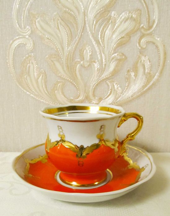 Чайный сервиз "Красный Бутон" 21 предмет фарфор СССР Барановка 70-ые