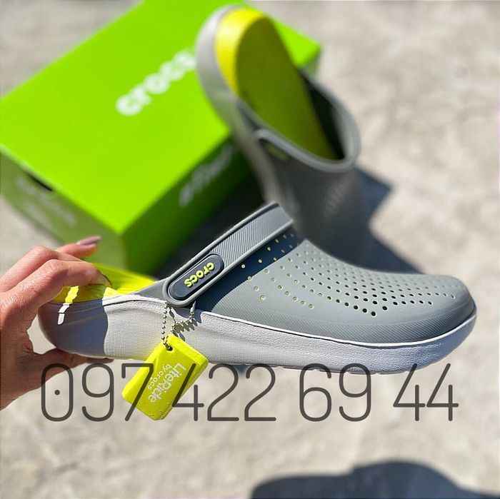 Чоловічі Крокси Сабо Crocs LiteRide лайтрайд сірі купити усі розміри