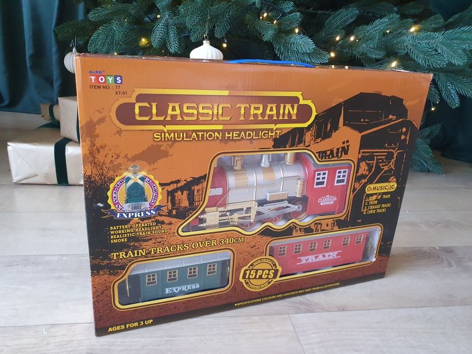 Поезд игрушечный Паровоз детский с фарами, дымом и сигналом. Новый.