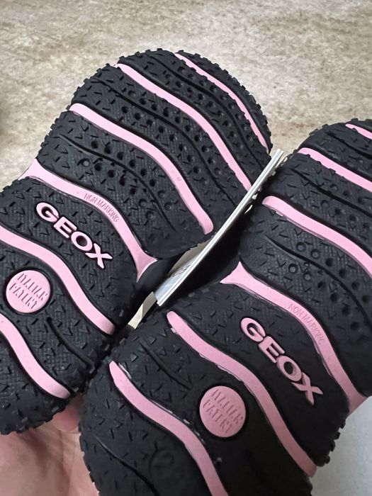 buty ocieplane Geox respira roz 22/14,5 cm czarno różowe rzep