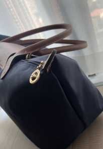 Torba na ramię Longchamp z granatowego płótna