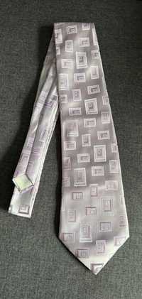 Jedwabny krawat, jasno fioletowy we wzorki