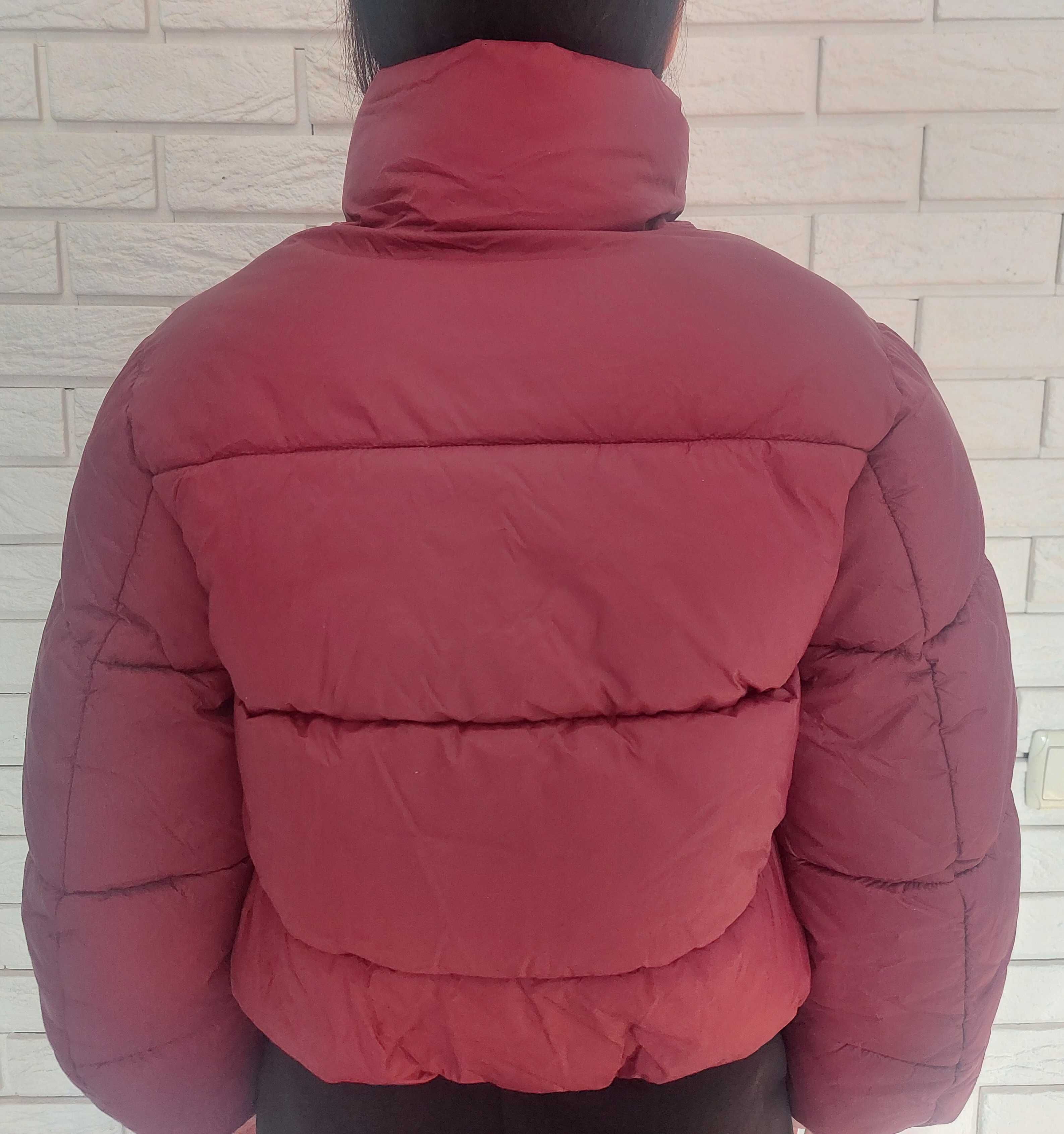 Бордова куртка-пуфер Zara, р.XS-S