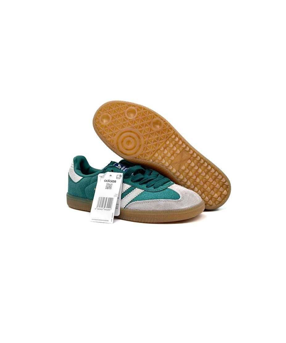 Жіночі кросівки Adidas Samba зелений з сірим білим D572 ХІТ