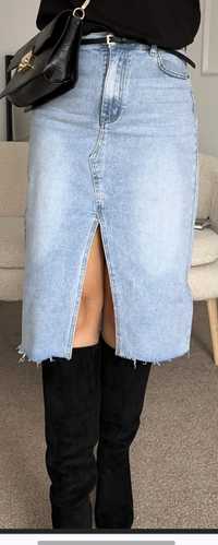 spódnica jeansowa midi dżinsowa modna L alyson