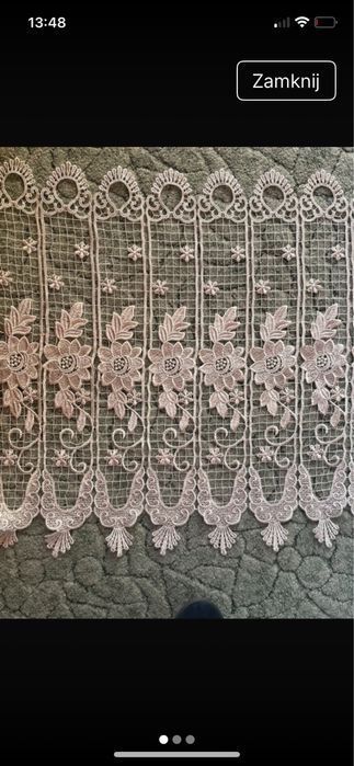 Biała firanka z gipury 55x130 cm