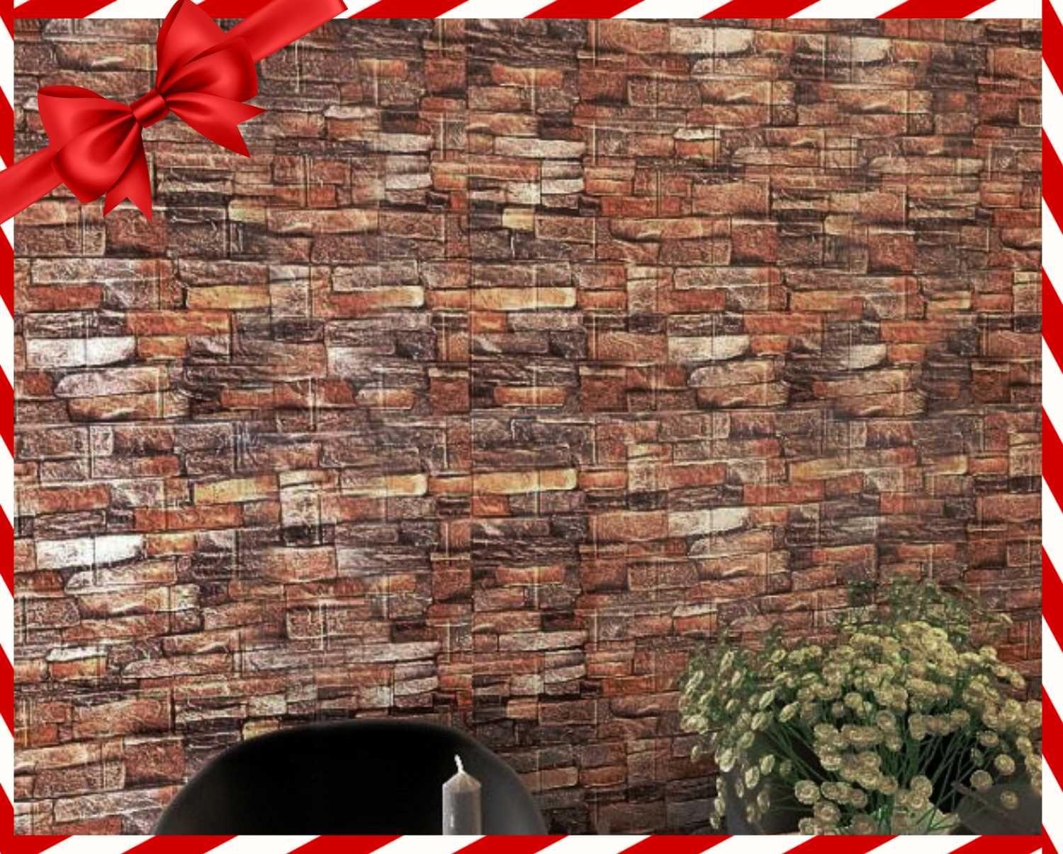 PANELE 3D ŚCIENNE Samoprzylepne Czerwona Stara Cegła Tapeta (-20%)