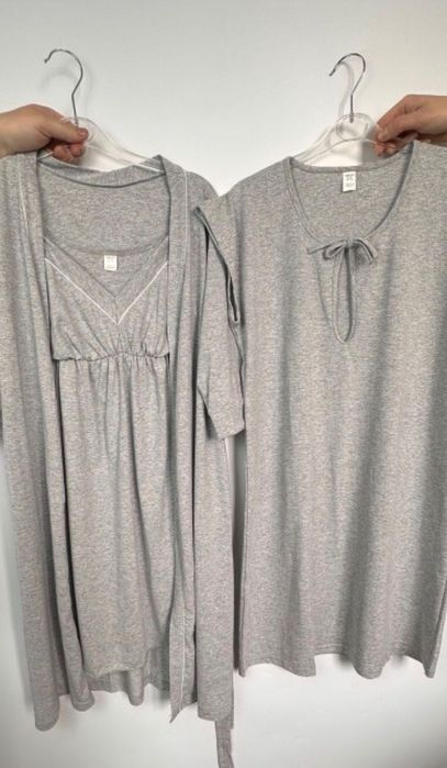 Сорочка в пологовий+ сорочка на бретелі(48-50) +халатик(50-52)