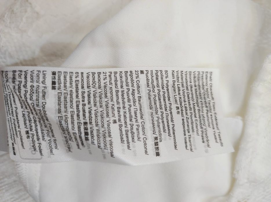 Biała krótka bluzka długi rękaw koronkowa elegancka Esprit S