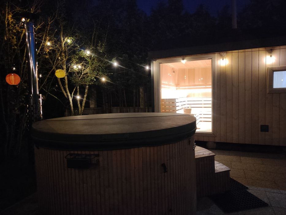 Domek całoroczny ,,Sosnovia" Mazury balia jacuzzi sauna