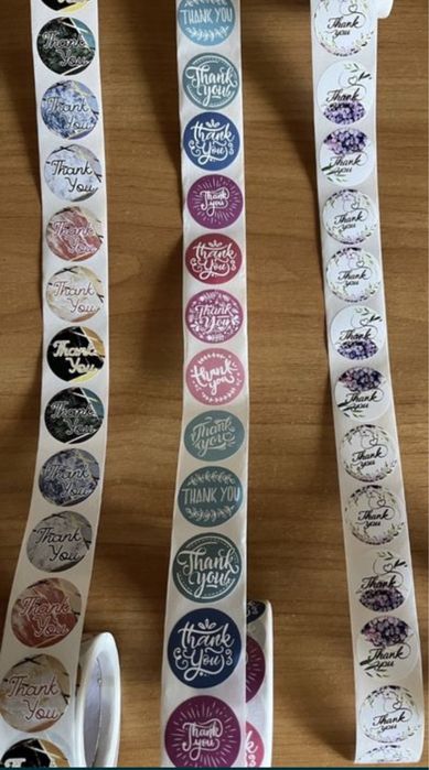 Круглые наклейки стикеры бобина спасибо thank you handmade new year