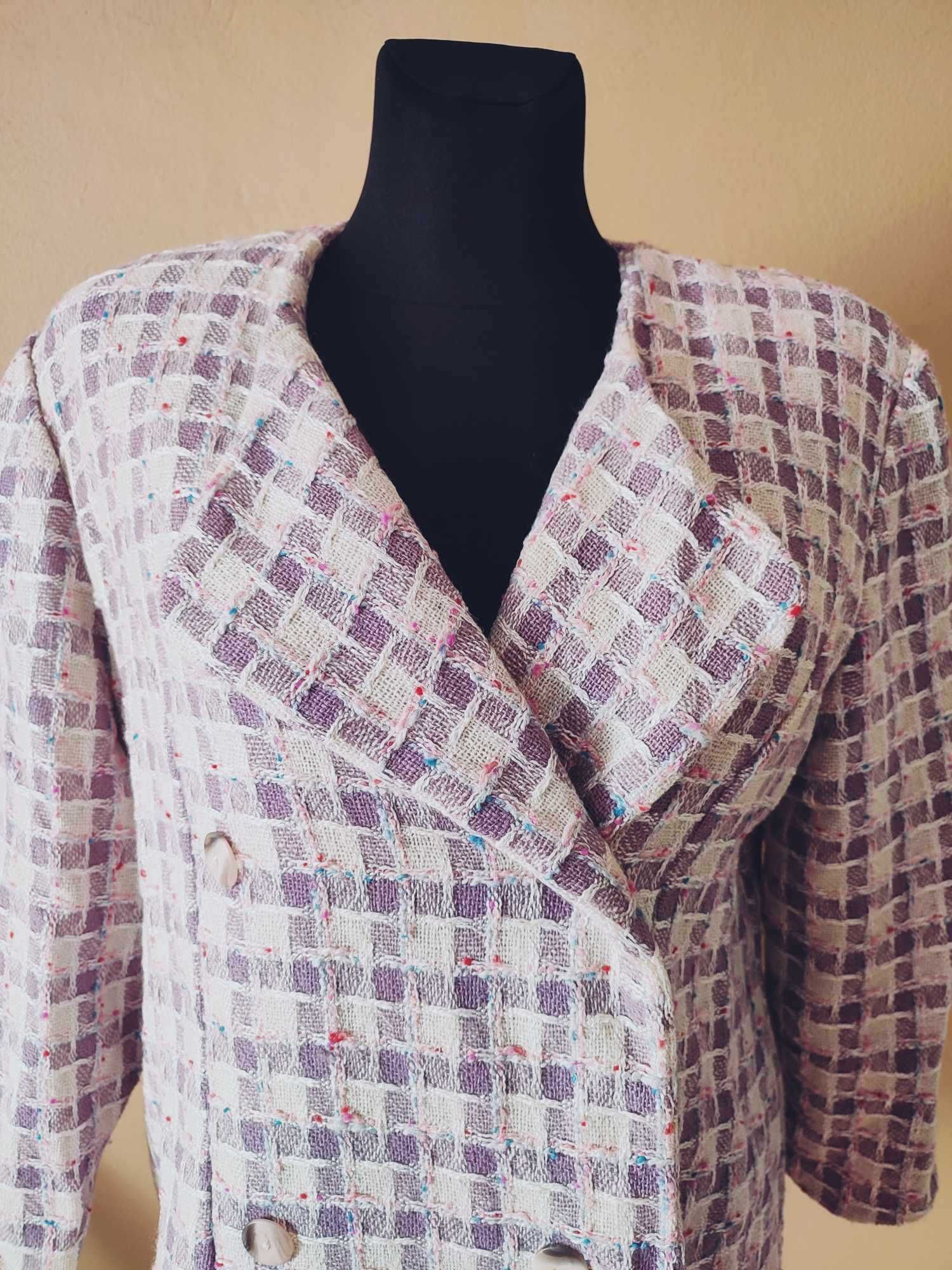 Damska dwurzędowa marynarka w stylu vintage, L/40