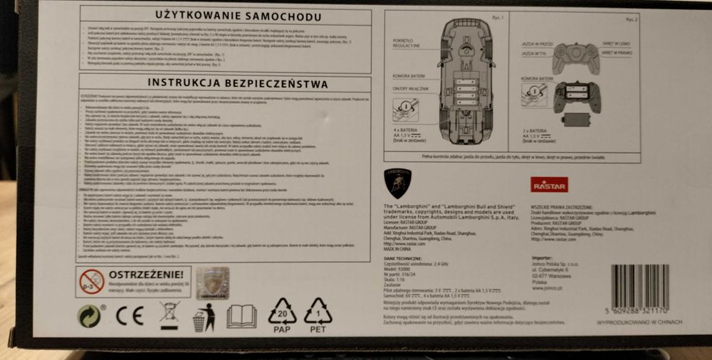 Lamborghini Countach LPI 800-4, model zdalnie sterowany, skala 1:16
