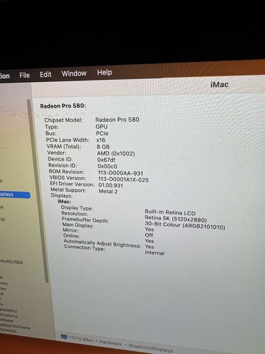 Imac 27ʼʼ 2017 core i5 128ssd 2tb hdd 16gbRam