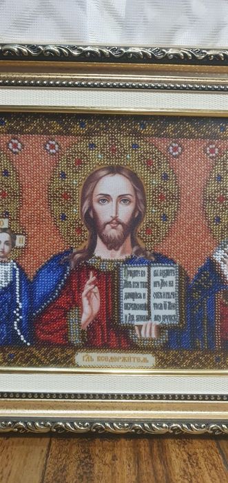 Образ з бісеру трьох святих