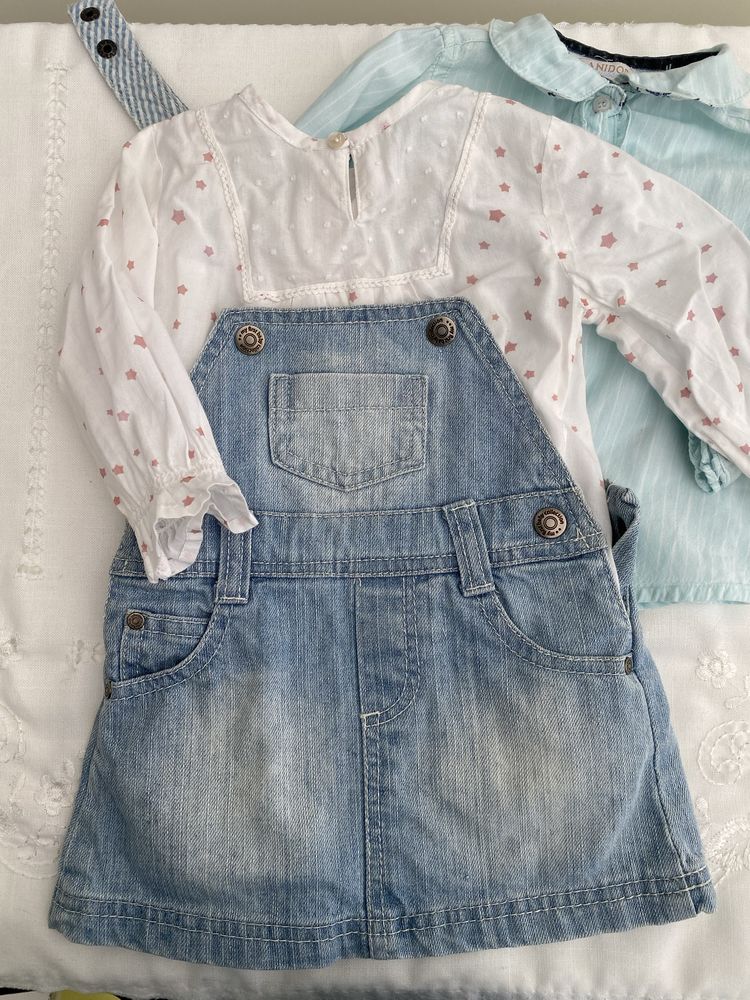 Lanidor Conjunto vestido de ganga e blusas golinhas