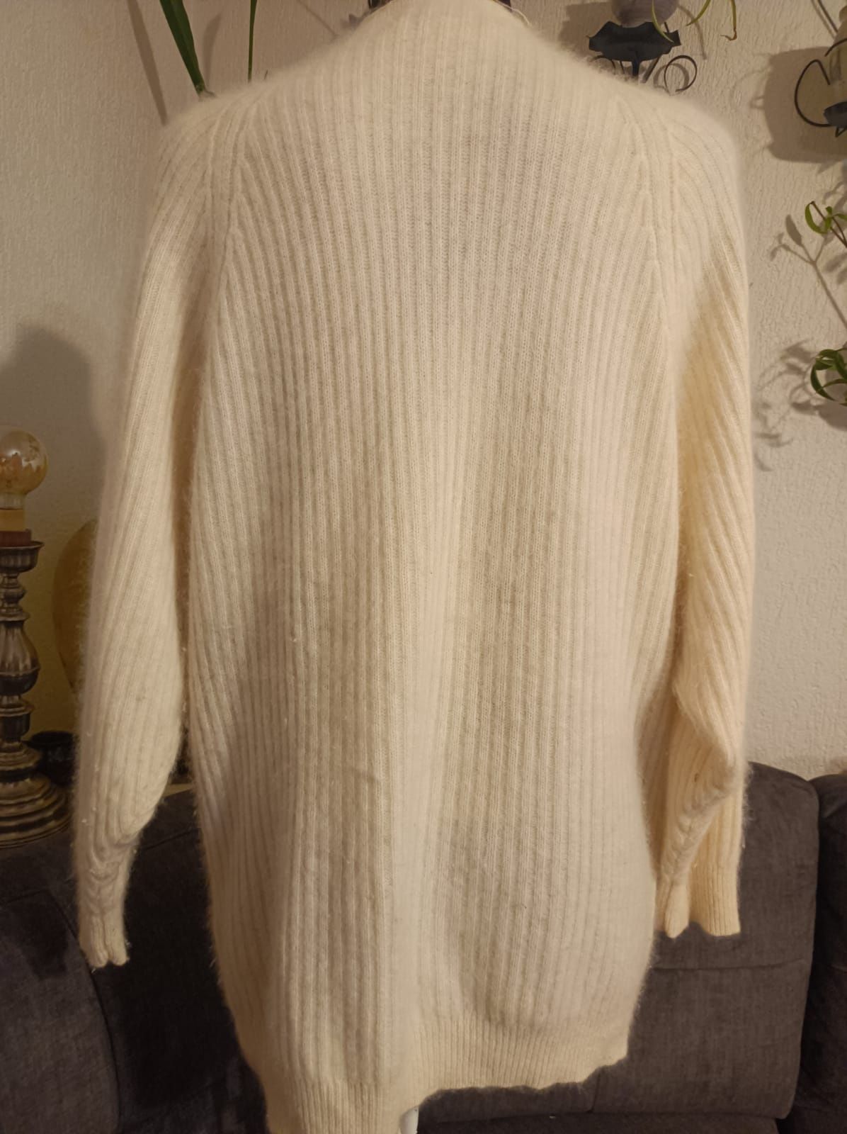 Vintage puszysty kardigan wełna+angora S/M/L