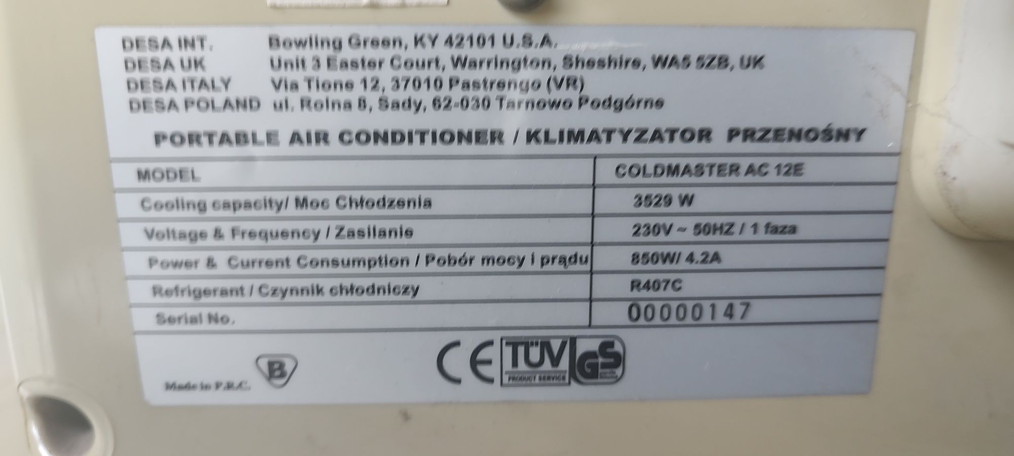 Klimatyzator coldmaster AC 12E