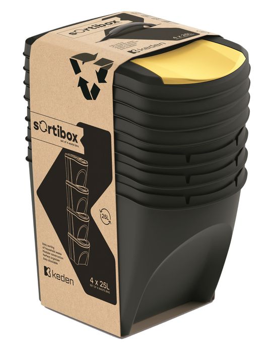 Kosz Na Śmieci 4X25L Do Segregacji Sortibox Antracytowy Ikwb25S4-S411
