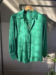 Zielona satynowa koszula H&M dekolt V S 36 chrzest komunia