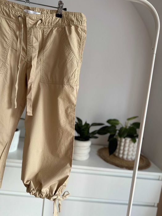 Spodnie damskie 52 6XL rybaczki materiałowe beżowe 3/4 ELLOS  SKD0027E