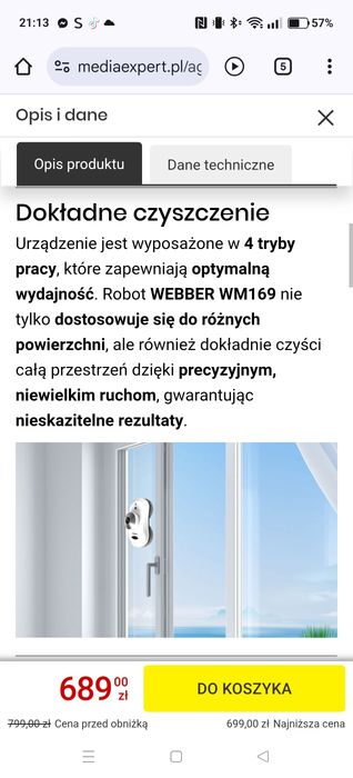 Robot myjący do okien Webber