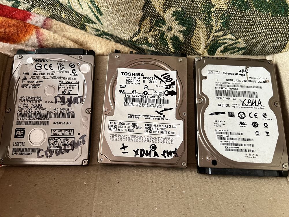 Жесткие HDD 2.5 3,5 диски для ноута и ПК бу с проблемами дешево