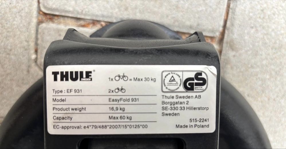 Thule EasyFold 931 bagażnik na hak uchwyt rowerowy platforma składany