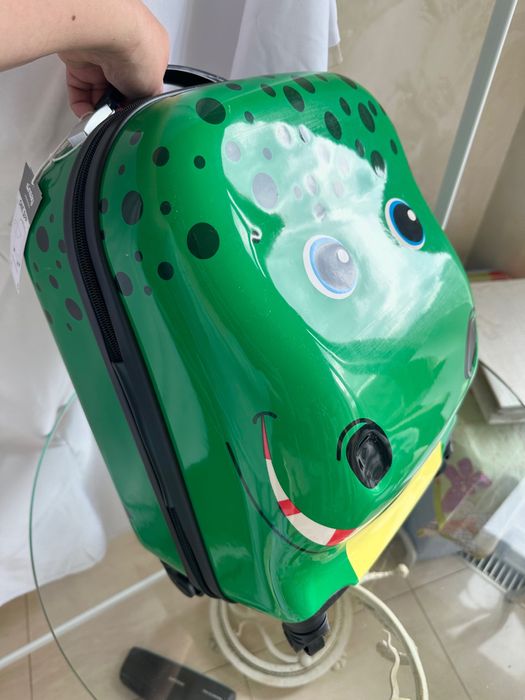 Нова брендова 3D якісна валіза дитяча дінозавр крокодил зелена