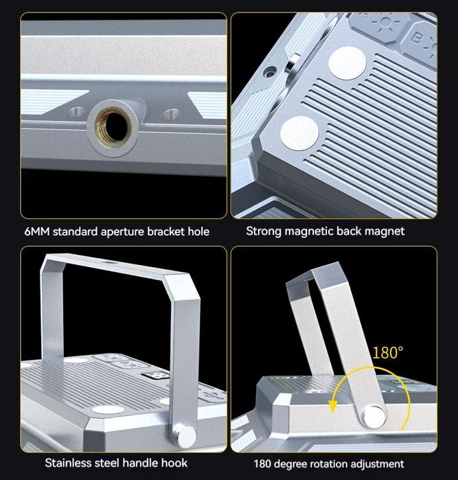 Прожектор на акумуляторі алюмінієвий аварійний фонарик автономний