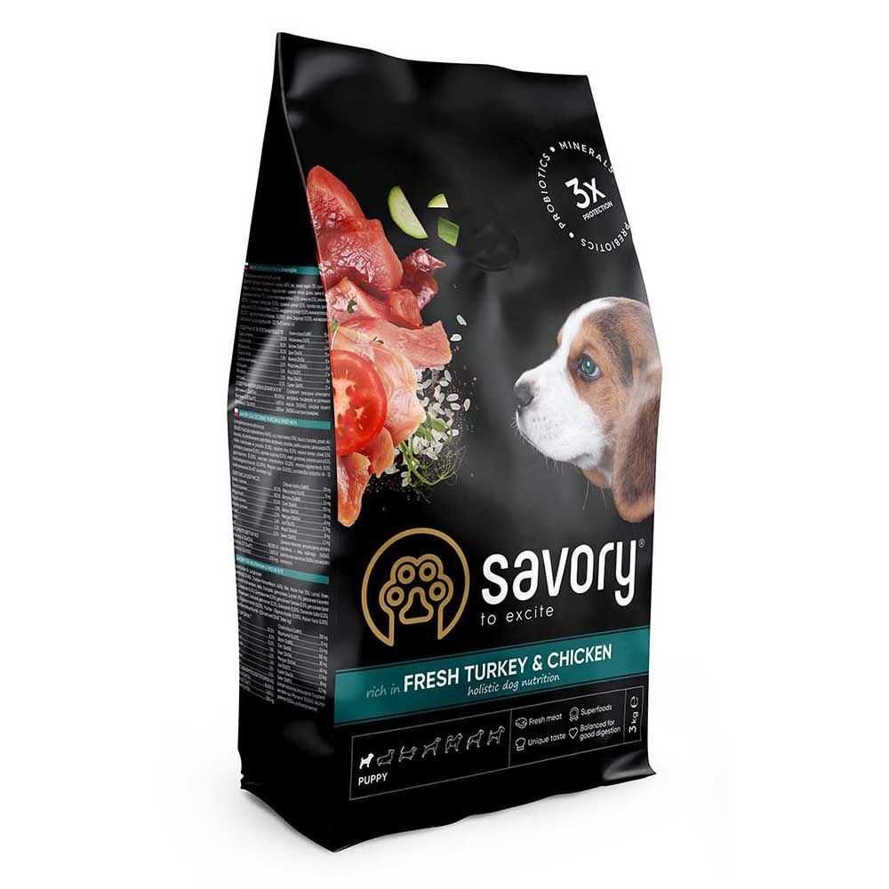 Savory puppy корм для щенков индейка и курица 3кг 12кгАкция