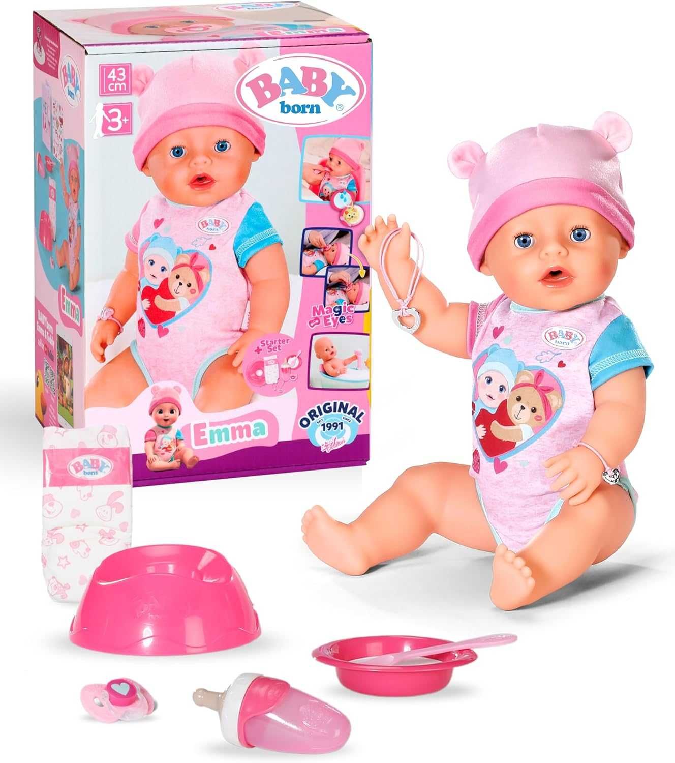 BABY BORN lalka EMMA BOBAS interaktywna realistyczna akcesoria C108