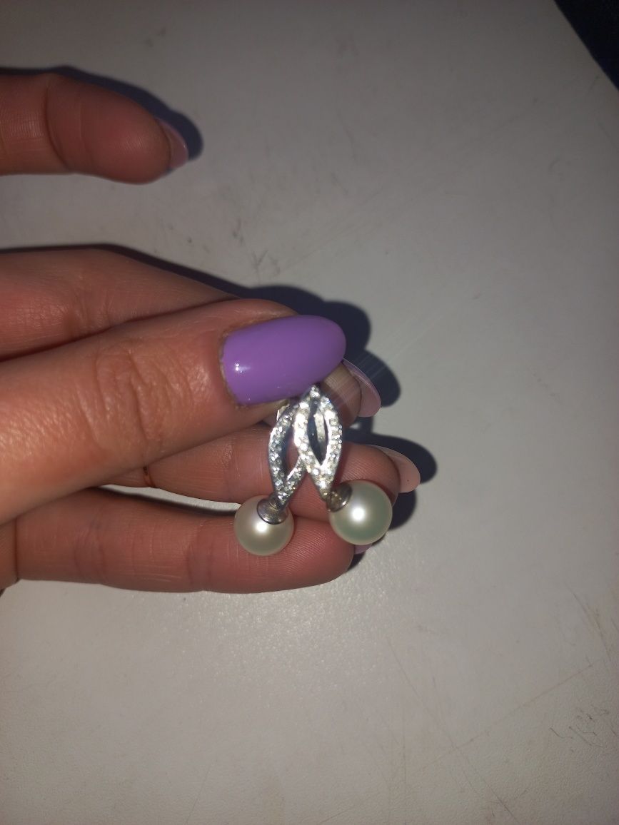 Набор кольцо и серьги серебро с жемчугом набір сережки каблучка перли