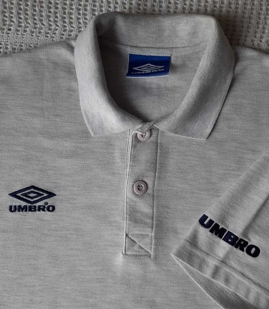 Umbro oryginał Logo haft popiel granat polówka koszulka sportowa L XL