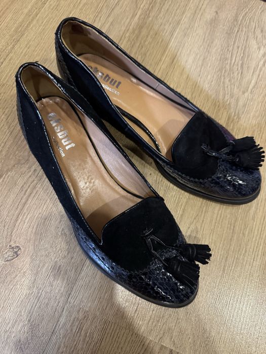 Лофери з натуральної шкіри/лак/замш